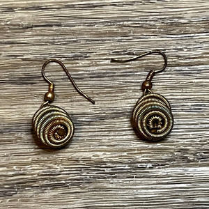 Dark Gold Spiral Rose Earings